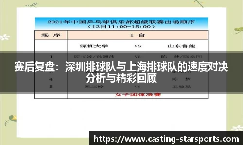 赛后复盘：深圳排球队与上海排球队的速度对决分析与精彩回顾